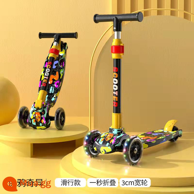 Xe trượt Scooter trẻ em 1-3-6-12 tuổi bé trai bé gái đều có thể ngồi xe ô tô trượt cho bé 3 trong 1 - [Graffiti thú vị] Bánh xe flash 3cm kỳ quái