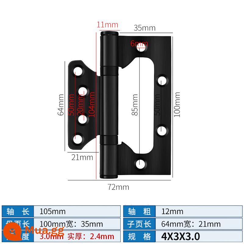 Bản lề mẹ chồng bằng thép không gỉ Cửa chịu lực cửa gỗ Bản lề 4 inch 5 inch Cửa đệm gấp lá lỏng mở và đóng - Mẹ nội tuyến 4 inch inox màu đen sang trọng [3.0]