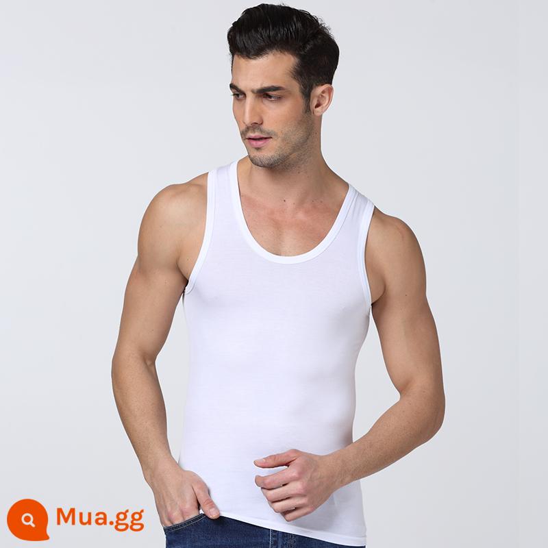 Cotton nguyên chất áo vest nam mùa hè vượt chướng ngại vật thể thao mặc bên trong xuân thu đáy tập thể dục không tay cotton trắng ông già áo - trắng một mảnh