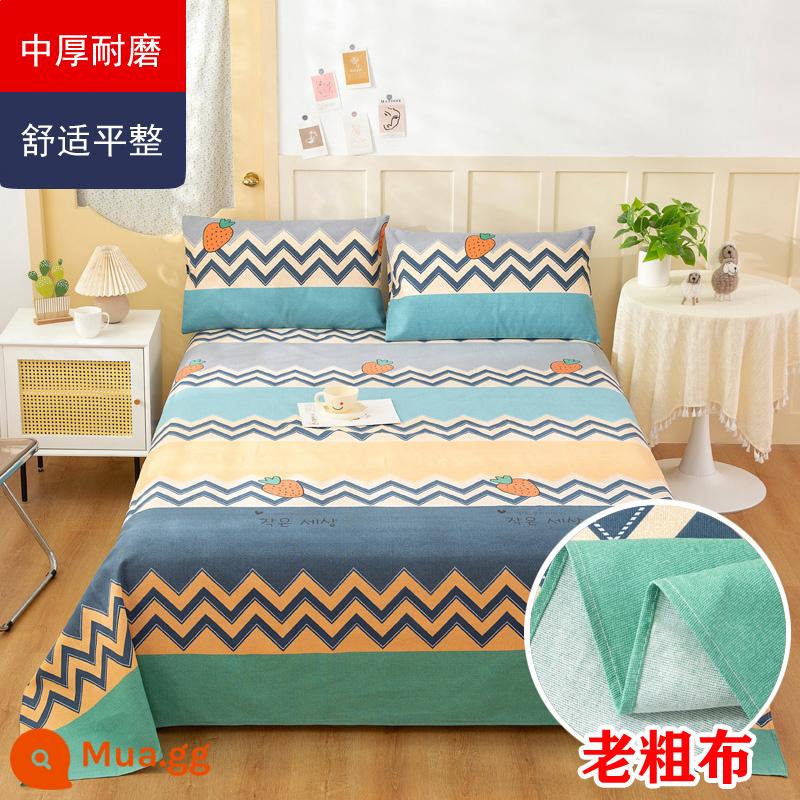 Ga Giường Cotton Đơn Mảnh Mùa Hè Dày Cũ Vải Thô Bộ 3 100 Cotton Linen Chần Gòn Đơn Ký Túc Xá Sinh Viên Thảm - Bông nguyên chất dày - lần gặp đầu tiên