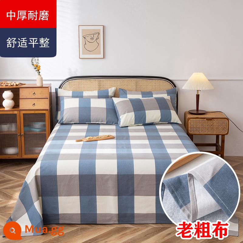 Ga Giường Cotton Đơn Mảnh Mùa Hè Dày Cũ Vải Thô Bộ 3 100 Cotton Linen Chần Gòn Đơn Ký Túc Xá Sinh Viên Thảm - Chất liệu cotton nguyên chất dày - Lange