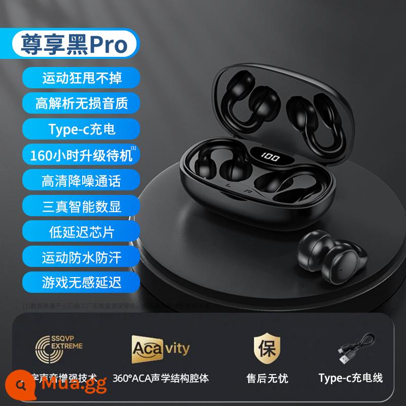 Tai nghe bluetooth dẫn xương không chui vào tai dạng móc tai clip pin siêu dài thể thao chạy true wireless 2023 new - Màn hình kỹ thuật số thông minh [Exclusive Black Pro] Chất lượng âm thanh độ phân giải cao không bị méo tiếng ✅ Chip có độ trễ thấp Thời lượng pin siêu dài