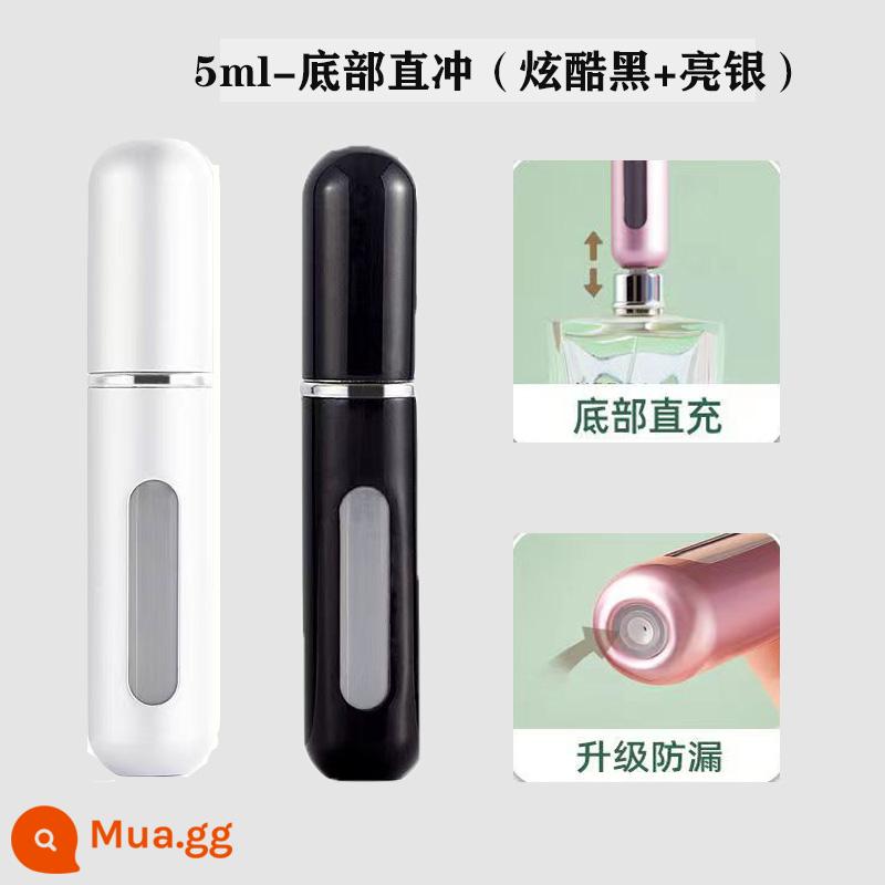 5Ml Nước Hoa Đáy Làm Đầy Cao Cấp Di Động Báo Chí Xịt Nhỏ Bình Xịt Bình Rỗng Gói Dùng Thử Hộp Đựng - [Gói 2] Đen mát + Bạc kim cương - Thẳng từ dưới lên [Dễ bấm]