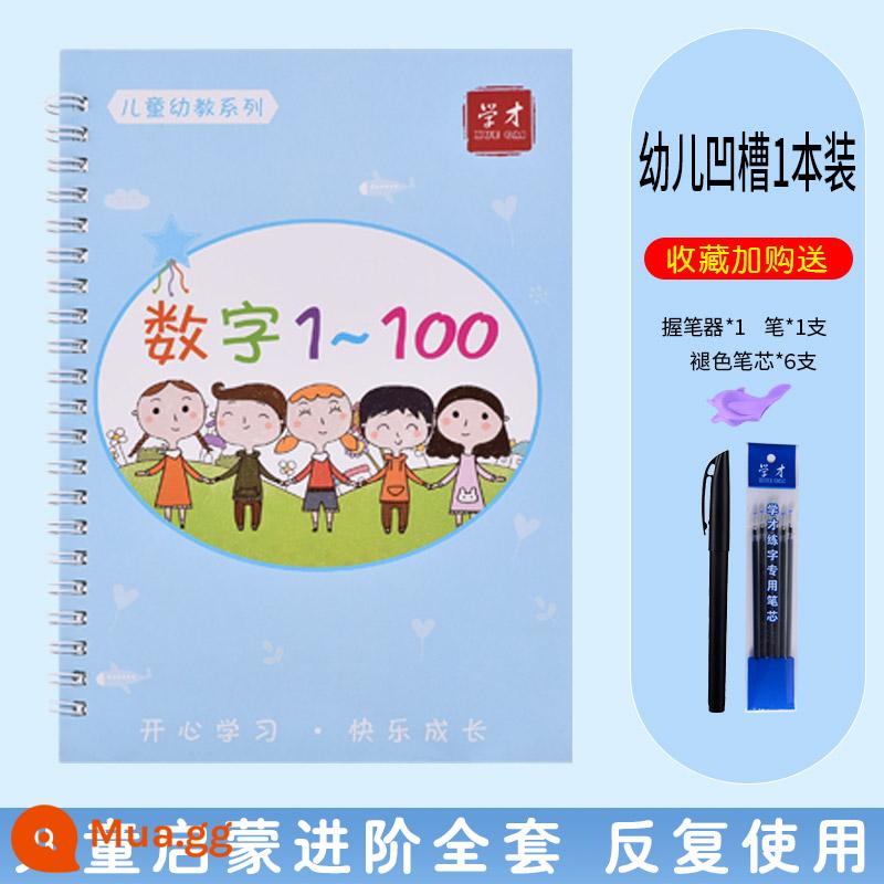 Rãnh của trẻ em thực hành copybook dán thực hành từ cuốn sách kỹ thuật số truy tìm sách đỏ mẫu giáo copybook thực hành mầm non giác ngộ người mới bắt đầu - Số 0-100