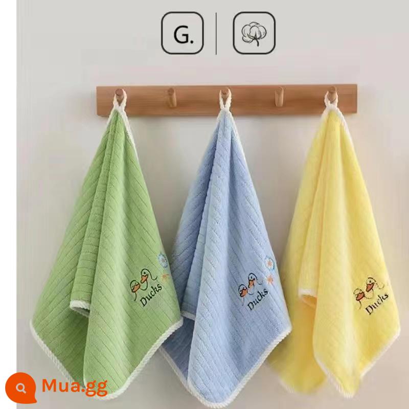 Khăn tắm trẻ em, nam nữ, tắm em bé, nhung san hô, mềm mại và thấm hút tốt hơn cotton nguyên chất, khăn lớn gia dụng người lớn - Vịt Vui Vẻ (3 gói) xanh+xanh+vàng