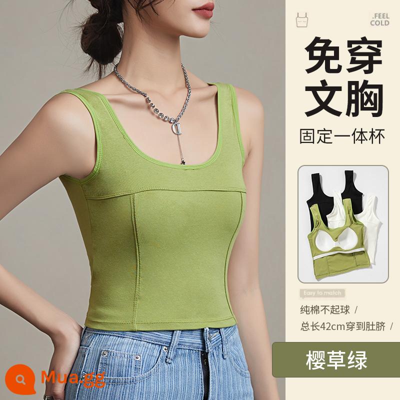 Áo vest nữ mùa hè bên trong mặc áo khoác ngoài có đáy màu trắng có đệm ngực lưng áo vest đẹp áo ngực một mảnh phong cách phương Tây - 1 miếng vải xanh hoa anh thảo [95 cotton nguyên chất/bản mở rộng chất lượng cao]