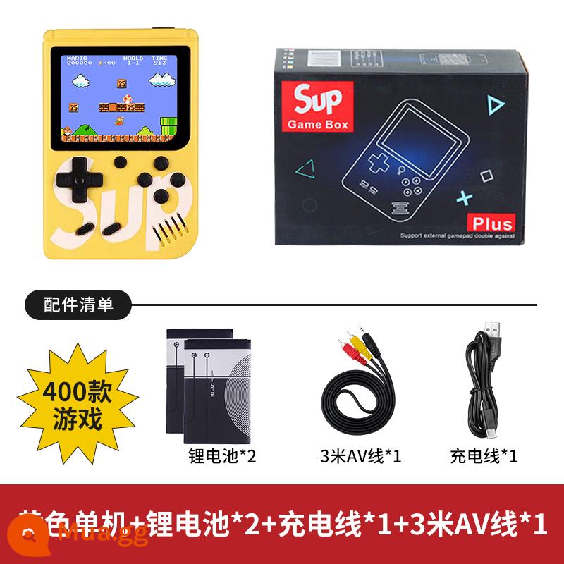 Máy chơi game cầm tay sup mới cầm tay hoài cổ retro cổ điển dành cho trẻ em Máy chơi game Tetris mini cầm tay psp đôi cùng phong cách Mario 2023 kết nối với TV hệ thống màn hình lớn - Nhân đôi niềm vui - một người chơi màu vàng [400 trò chơi + cáp AV 3 m + 2 pin]