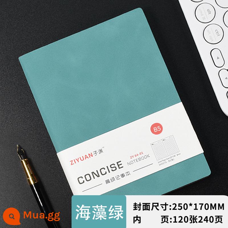 Máy tính xách tay bằng da Sheeppa Máy tính xách tay A5 có thể được tùy chỉnh dày notepad kinh doanh da màu đen máy tính xách tay làm việc văn phòng nhật ký đơn giản logo xách tay kèn ins máy tính xách tay nhỏ retro ghi lại - B5 Tảo Xanh 240 trang