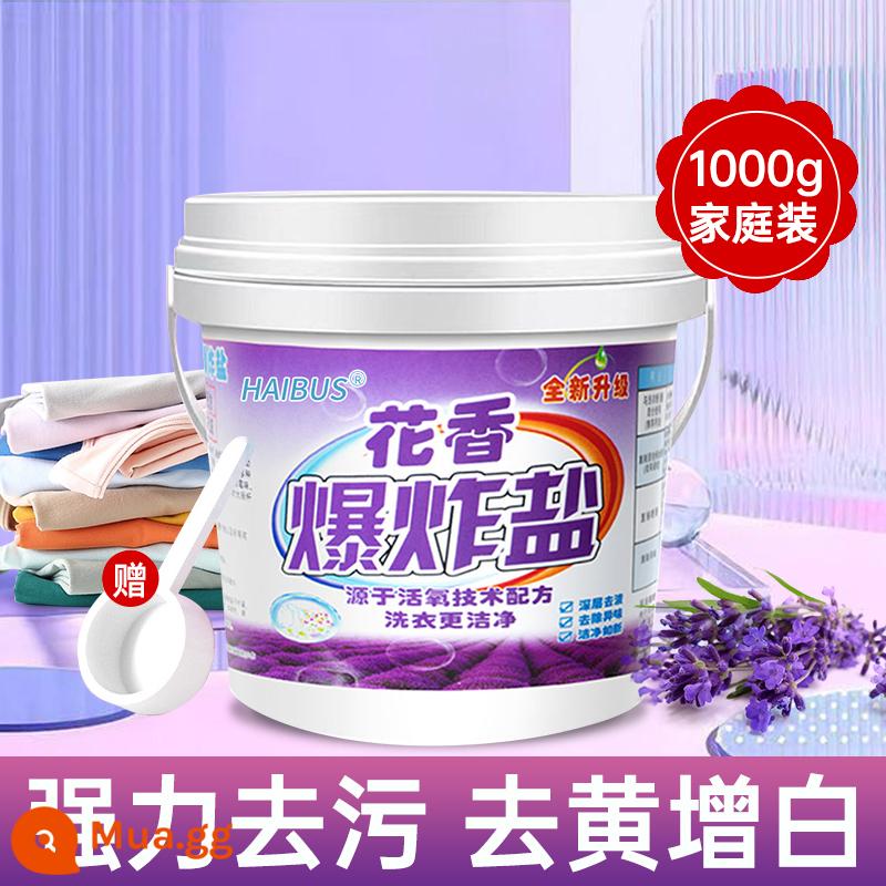 Thuốc nổ muối giặt tẩy vết bẩn enzyme sinh học bột tẩy trắng màu thuốc tẩy đa năng loại bỏ vết ố vàng và làm trắng quần áo hiện vật - Gói gia đình 1000g