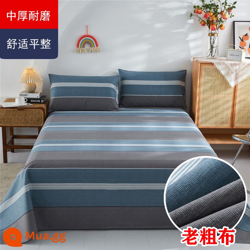 Ga Giường Cotton Đơn Mảnh Mùa Hè Dày Cũ Vải Thô Bộ 3 100 Cotton Linen Chần Gòn Đơn Ký Túc Xá Sinh Viên Thảm - Chất liệu cotton nguyên chất dày - Qua