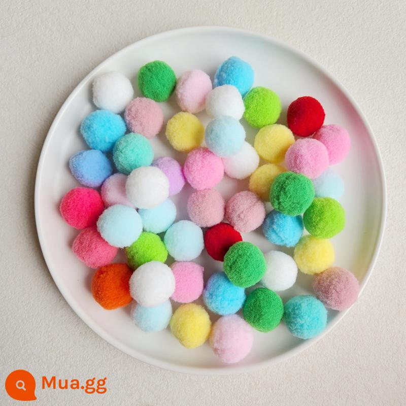 Len bóng len bóng tự làm pom-pom khu vực nghệ thuật khu vực chất liệu mẫu giáo handmade đầy màu sắc nhỏ bông bóng độ đàn hồi cao - [Túi] Khoảng 100 quả bóng tóc 3CM với nhiều màu sắc khác nhau