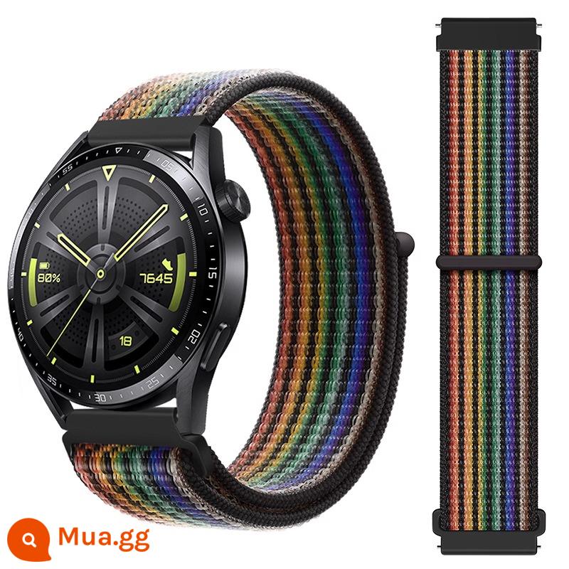 Dây đồng hồ nam nữ có khóa nylon phụ kiện thích hợp cho Huawei Tissot Longines CASIO Mido King DW Honor - cầu vồng đen