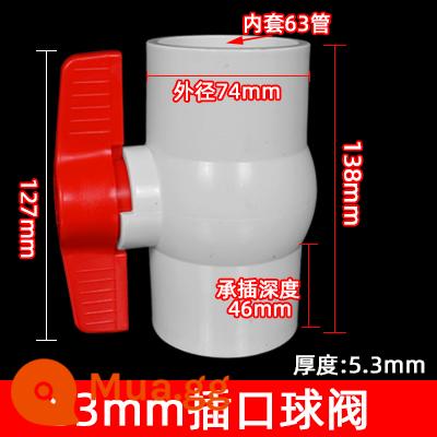 Ống nước PVC phụ kiện ống cấp nước 20 khuỷu tay tee 50 chặn cắm bể cá trên và dưới nước doanh nhựa linh hoạt bốn chiều - van bi cấp nước 63mm