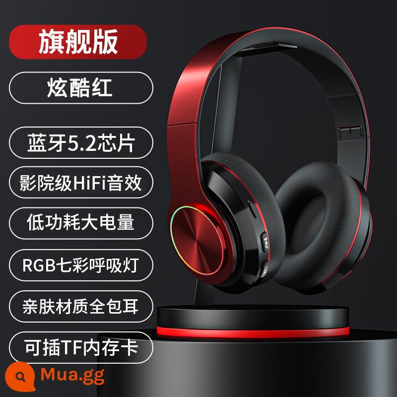 Tai nghe bluetooth không dây tai nghe chơi game tai nghe khử tiếng ồn có micrô thời gian chờ siêu dài điện thoại di động máy tính - Màu đỏ mát (Phiên bản hàng đầu★Bluetooth 5.2★Chất lượng âm thanh HIFI★Khử tiếng ồn chủ động ANC★Tuổi thọ pin siêu dài)