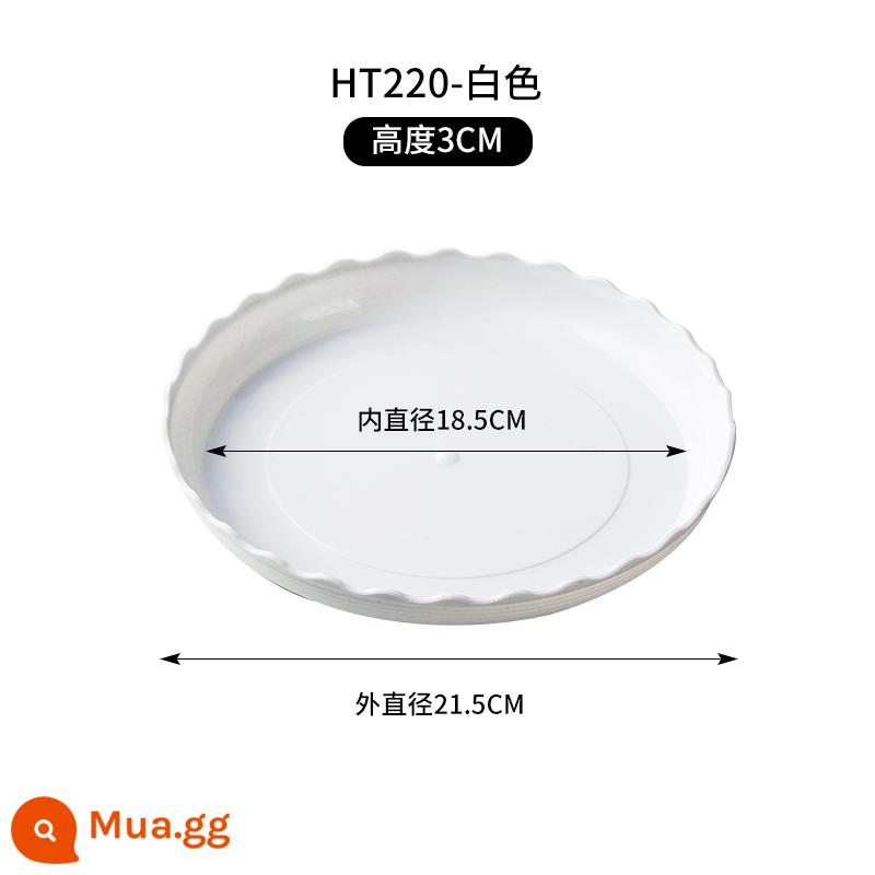 Chậu Hoa Khay Nhựa Khay Hoa Dày Khung Xe Miếng Lót Khay Nước Hoa Đáy Thịt Đáy Tròn Khay Làm Vườn Tròn - HT220 trắng [gói 5] đường kính trong 18,5cm