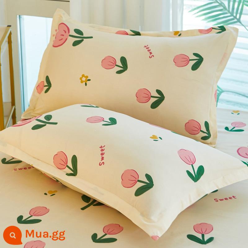 Vỏ gối cotton đã giặt sạch một cặp vỏ gối đơn 48cmx74cm ký túc xá sinh viên lõi gối trẻ em chuyên dụng cả đầu - H vào mùa xuân