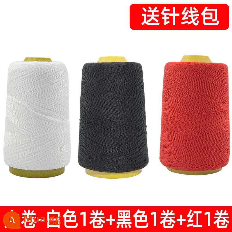 Hộ gia đình polyester fiber thread đường may thủ công đường chỉ may đường chỉ đen đường chỉ trắng bộ kim chỉ cuộn nhỏ đường chỉ may 402 đường chỉ may tay màu đỏ - Cuộn chỉ lớn (1 cuộn đen + 1 cuộn trắng + 1 cuộn đỏ) đi kèm bộ chỉ may