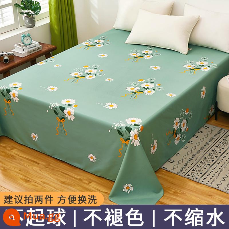 Ga trải giường đơn mảnh mùa đông ký túc xá sinh viên con đơn 1,5 m đã giặt cotton chải mền vỏ gối đơn ba món đôi - bông cúc nhỏ