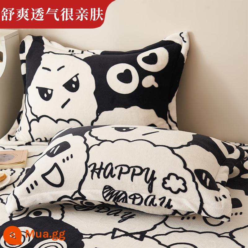 Vỏ gối cotton đã giặt sạch một cặp vỏ gối đơn 48cmx74cm ký túc xá sinh viên lõi gối trẻ em chuyên dụng cả đầu - Yêu tinh bóng đen H