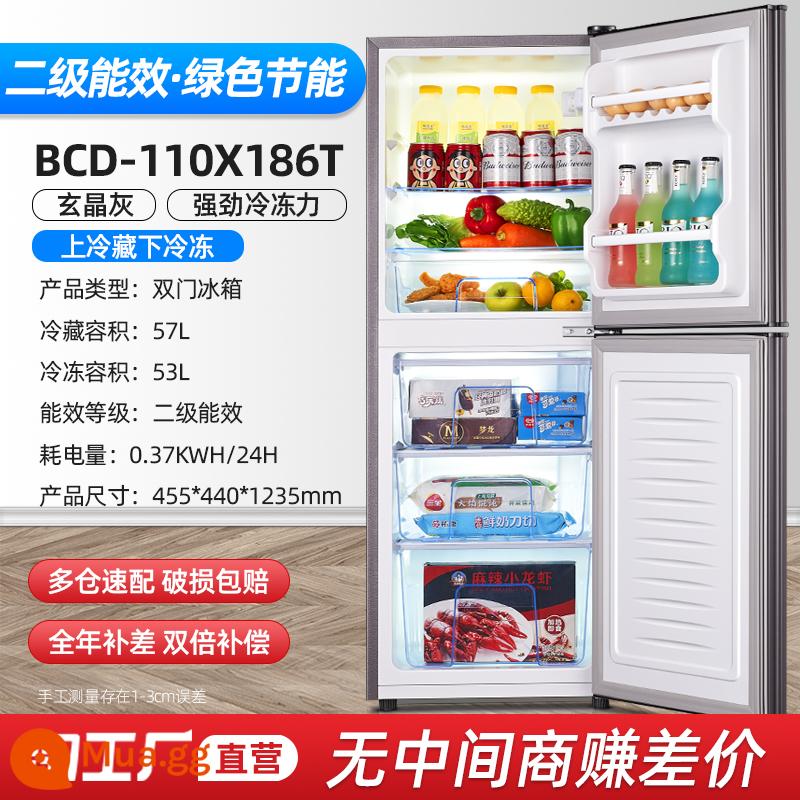 [Hiệu quả năng lượng cấp 1] Tủ lạnh nhỏ hộ gia đình Cho thuê ký túc xá Tủ đông lạnh mini Tủ lạnh tiết kiệm năng lượng hai cửa - Cửa đôi/186T ✅đen/làm lạnh trên và đông lạnh dưới