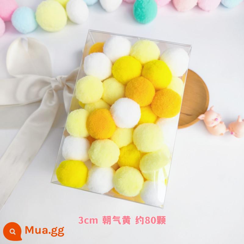 Len bóng len bóng tự làm pom-pom khu vực nghệ thuật khu vực chất liệu mẫu giáo handmade đầy màu sắc nhỏ bông bóng độ đàn hồi cao - [Đóng hộp] 3CM Màu vàng rực rỡ Khoảng 80 quả bóng tóc