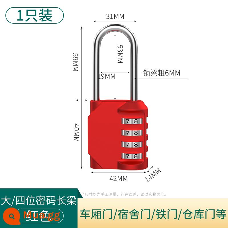 Kết hợp kim loại khóa ổ khóa nhỏ khóa chống trộm hành lý nhà tủ khóa mini khóa chìa khóa bộ khóa Daquan - [Đỏ] Mẫu nâng cấp khóa kết hợp bốn chữ số chùm tia dài