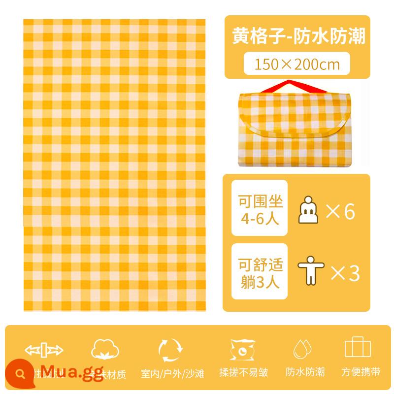 Thảm dã ngoại ngày quốc khánh thảm chống ẩm dã ngoại ngoài trời cắm trại bãi biển lều thảm thảm cỏ chống thấm nước thảm di động chuyến đi chơi - Lưới dày màu vàng 150*200 [không thấm nước và không mùi hai mặt] ngồi xung quanh 6 người