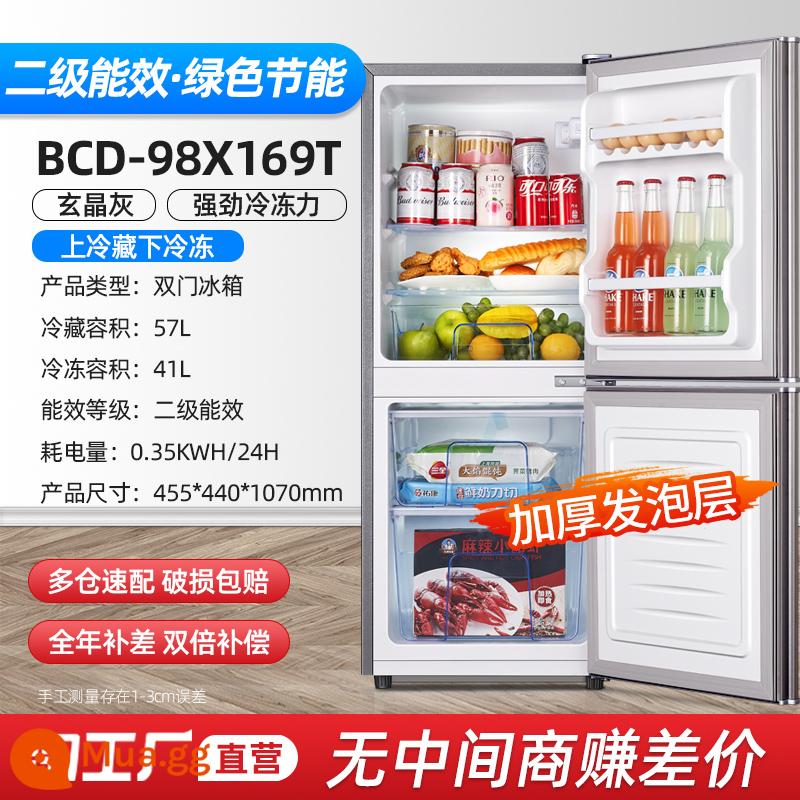 [Hiệu quả năng lượng cấp 1] Tủ lạnh nhỏ hộ gia đình Cho thuê ký túc xá Tủ đông lạnh mini Tủ lạnh tiết kiệm năng lượng hai cửa - Cửa đôi/169T ✅đen/ngăn lạnh trên và dưới/lớp xốp dày