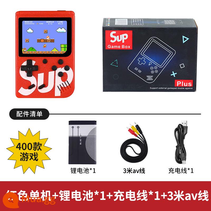 Máy chơi game cầm tay sup mới cầm tay hoài cổ retro cổ điển dành cho trẻ em Máy chơi game Tetris mini cầm tay psp đôi cùng phong cách Mario 2023 kết nối với TV hệ thống màn hình lớn - Phiên bản chơi đơn màu đỏ [400 game + cáp AV 3m]