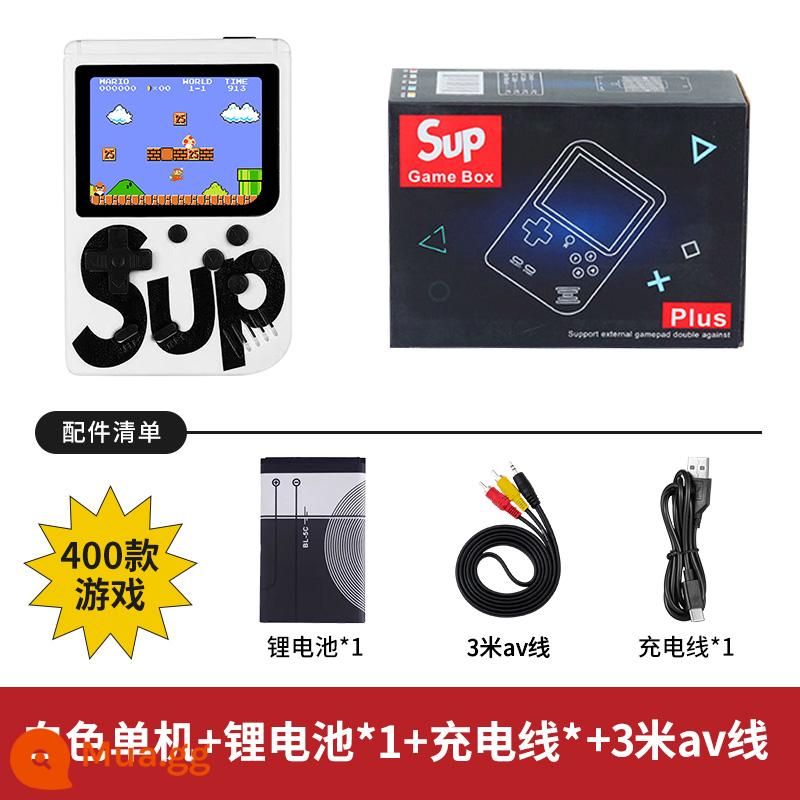 Máy chơi game cầm tay sup mới cầm tay hoài cổ retro cổ điển dành cho trẻ em Máy chơi game Tetris mini cầm tay psp đôi cùng phong cách Mario 2023 kết nối với TV hệ thống màn hình lớn - Phiên bản chơi đơn màu trắng [400 game + cáp AV 3m]