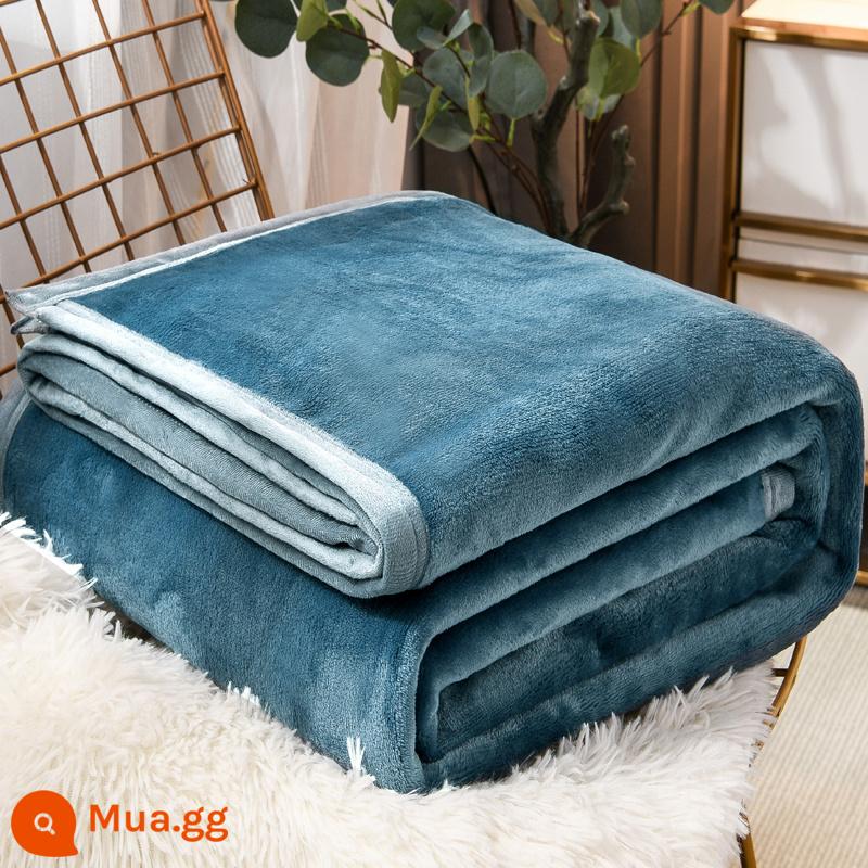 Chăn Nhung Sữa Điều Hòa Không Khí Chăn Ga Chăn Nhung Mùa Đông Dép Nỉ Sofa Chăn Ngủ Văn Phòng Bao Chăn - Nhung xanh sữa sương mù