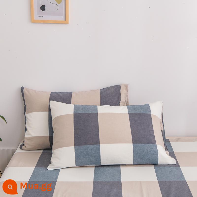 Vỏ gối cotton nguyên chất 100 vỏ gối cotton nguyên chất giặt sạch mùa hè Vỏ gối đơn 48*74cm cặp kẻ sọc - Lan đại ca