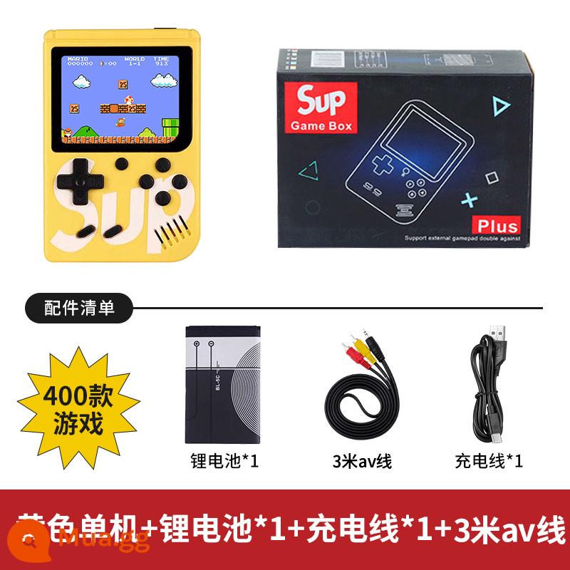 Máy chơi game cầm tay sup mới cầm tay hoài cổ retro cổ điển dành cho trẻ em Máy chơi game Tetris mini cầm tay psp đôi cùng phong cách Mario 2023 kết nối với TV hệ thống màn hình lớn - Phiên bản chơi đơn màu vàng [400 game + cáp AV 3m]