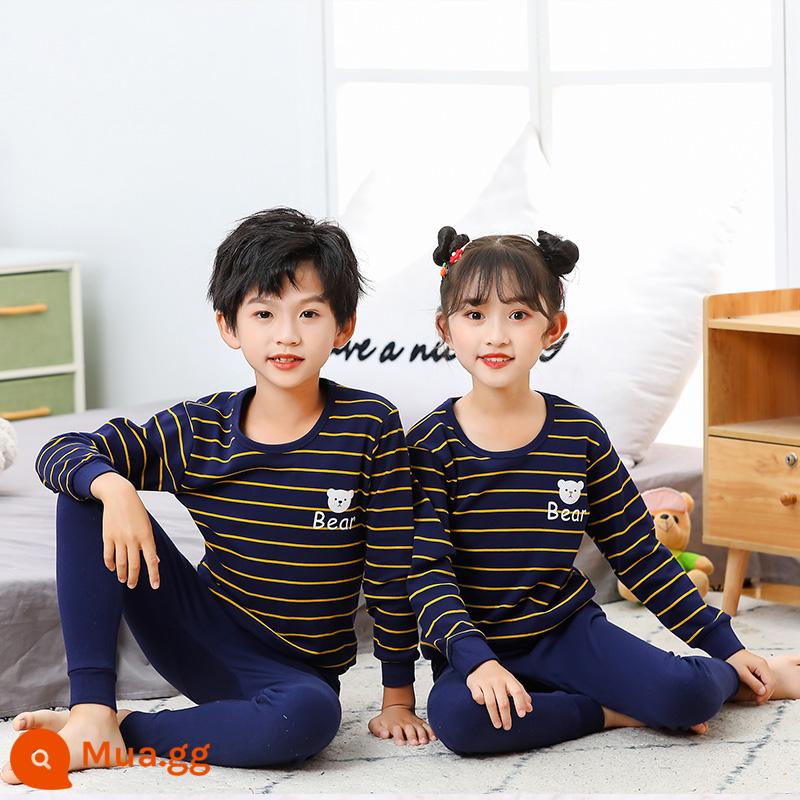 Bộ đồ lót trẻ em bằng cotton nguyên chất, áo len cotton mùa thu đông cho trẻ em cỡ lớn, áo len mỏng dài tay cho bé trai và bé gái, quần áo mùa thu cho bé, quần vệ sinh - TZ00069 [cổ tròn]