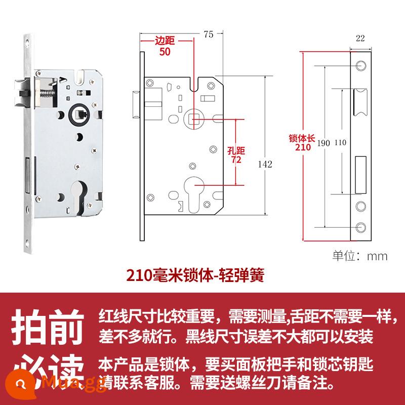 Thép không gỉ thân khóa lõi khóa trong nhà phòng ngủ chốt cửa khóa cửa gỗ đa năng cửa phòng bộ khóa phòng hộ gia đình tắt tiếng - 210 ánh sáng mùa xuân