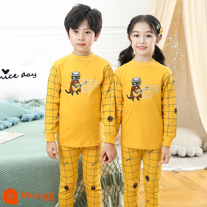 Bộ đồ lót trẻ em bằng cotton nguyên chất, áo len cotton mùa thu đông cho trẻ em cỡ lớn, áo len mỏng dài tay cho bé trai và bé gái, quần áo mùa thu cho bé, quần vệ sinh - TZ00037 [cổ giữa]