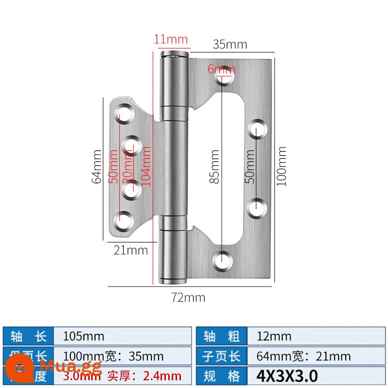 Bản lề mẹ chồng bằng thép không gỉ Cửa chịu lực cửa gỗ Bản lề 4 inch 5 inch Cửa đệm gấp lá lỏng mở và đóng - Mẹ nội tuyến 4 inch thép không gỉ chải bạc [3.0]