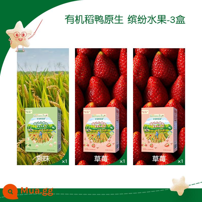 Grandpa's Farm Organic Infant Star Puff Cod Multi-flav Finger Puff June + Baby Snacks - [Hương Puff cổ điển-3 hộp]Hương nguyên bản*1+Hương dâu tây*2