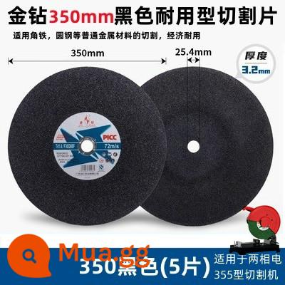 Kim Cương Vàng Cắt Mảnh 400 Kim Loại Thép Không Gỉ Nhựa Đá Mài Mảnh Máy Cắt Cắt Sắt Lưỡi Cưa Lớn 350 Mm Cát Bánh Xe Mảnh - 350 viên màu đen (gói 5)