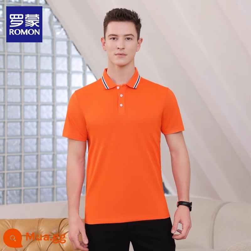 Romon nam có ve áo áo sơ mi polo xu hướng trẻ trung phù hợp với tất cả các trận đấu Áo thun ngắn tay áo thun nửa tay áo thun đi làm quần áo hàng đầu T - Màu cam 5577 đơn chiếc