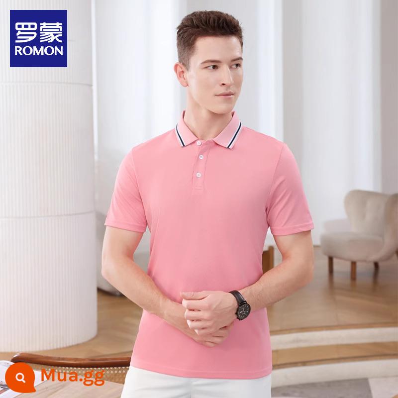 Romon nam có ve áo áo sơ mi polo xu hướng trẻ trung phù hợp với tất cả các trận đấu Áo thun ngắn tay áo thun nửa tay áo thun đi làm quần áo hàng đầu T - Hồng 5577 đơn chiếc