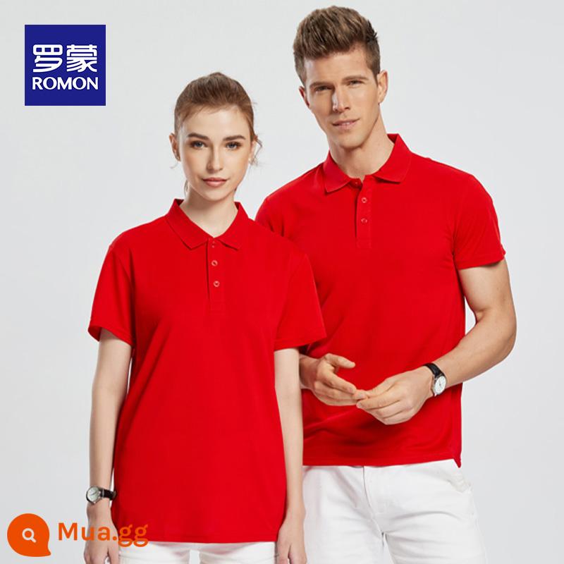 Romon nam có ve áo áo sơ mi polo xu hướng trẻ trung phù hợp với tất cả các trận đấu Áo thun ngắn tay áo thun nửa tay áo thun đi làm quần áo hàng đầu T - Màu đỏ 5901 một mảnh