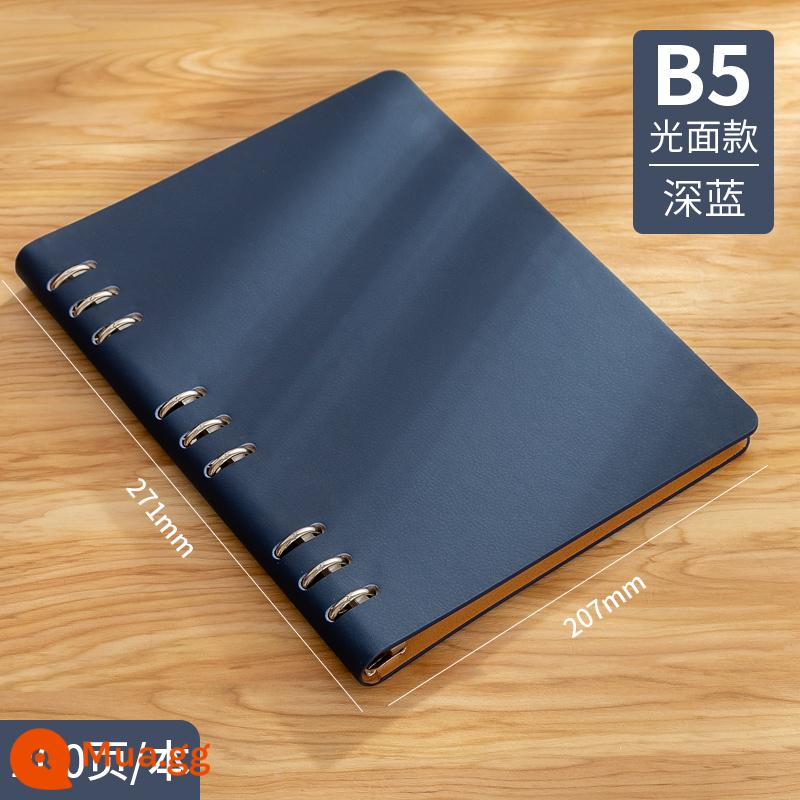 Máy tính xách tay kinh doanh tùy chỉnh phụ notepad b5 sách văn phòng lớn dày văn phòng phẩm nhật ký sinh viên tùy chỉnh có thể in logo đọc ghi chú bán buôn tùy chỉnh - B5 sổ rời màu xanh đậm 3532