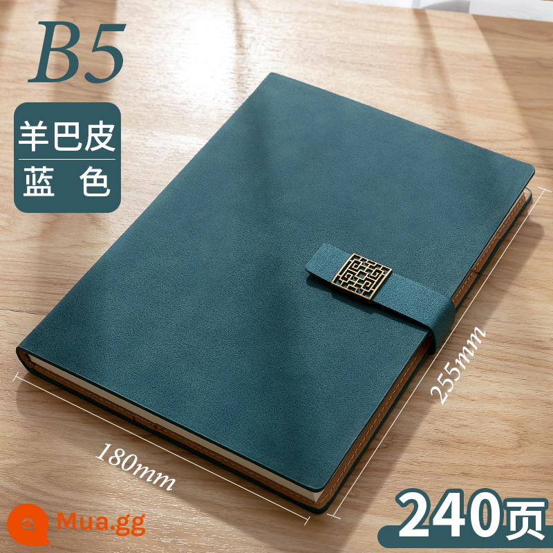 Máy tính xách tay kinh doanh tùy chỉnh phụ notepad b5 sách văn phòng lớn dày văn phòng phẩm nhật ký sinh viên tùy chỉnh có thể in logo đọc ghi chú bán buôn tùy chỉnh - Khóa vuông da cừu xanh B5 1856