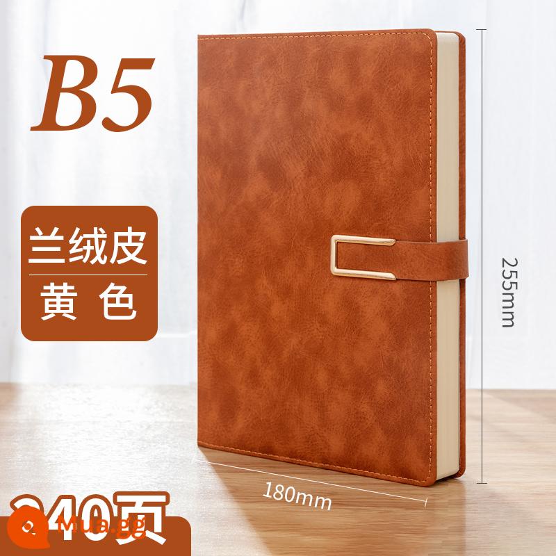 Máy tính xách tay kinh doanh tùy chỉnh phụ notepad b5 sách văn phòng lớn dày văn phòng phẩm nhật ký sinh viên tùy chỉnh có thể in logo đọc ghi chú bán buôn tùy chỉnh - B5 Nhung Vàng Lan khóa nam 1807