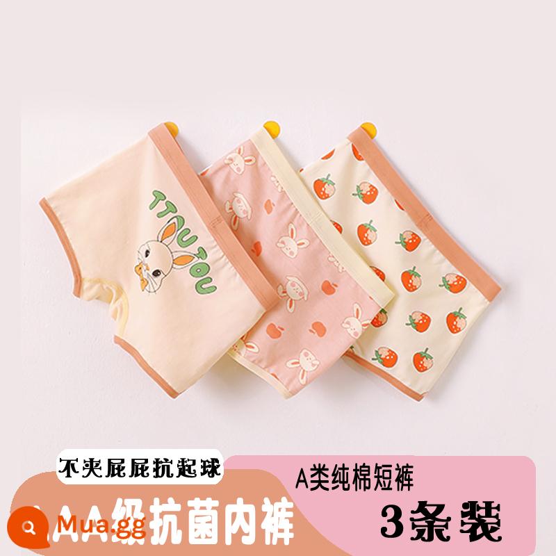 Quần Lót Trẻ Em Bé Gái Cotton Boxer Ba Quần Lót Bé Gái Bé Lớn Bé Trai Thỏ Năm Đỏ Sinh Năm Quần Short - 3326#Góc Dẹt Kháng Khuẩn 3 Gói