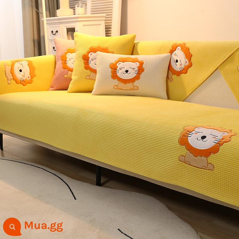 Sofa Đệm Bốn Mùa Đa Năng Vải Chống Trơn Trượt Hiện Đại Đơn Giản Mùa Đông Bọc Ghế Sofa Bao Khăn Trọn Gói Đệm Ghế Bọc Vải - Sư tử-Vàng ngọt ngào [Lshang]