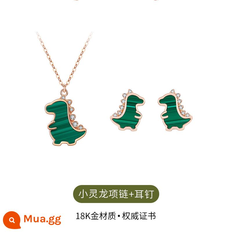 Isyou18k màu vàng vòng cổ rồng dễ thương nữ 2022 nữ mới ánh sáng sang trọng thích hợp malachite quà tặng ngày lễ tình nhân - Dây chuyền + bông tai rồng nhỏ vàng 18k