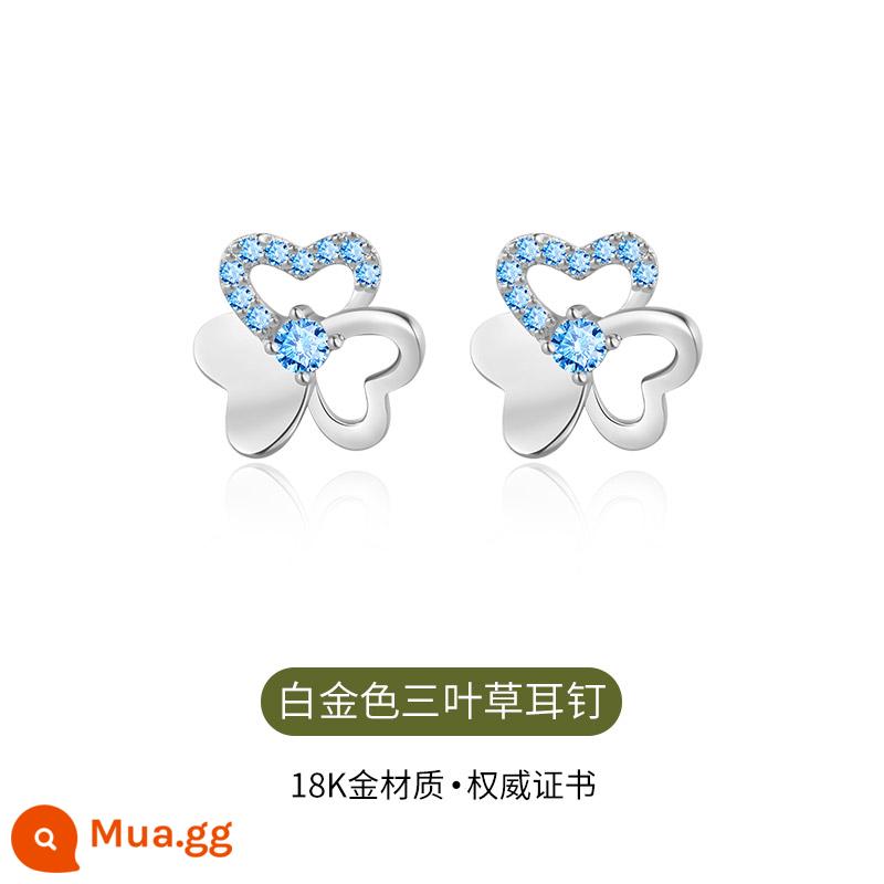 Bông tai isyou clover vàng 18K màu nữ 2022 mới bông tai cao cấp hợp thời trang bông tai quà tặng ngày lễ tình nhân - Bông tai cỏ ba lá may mắn vàng trắng 18K