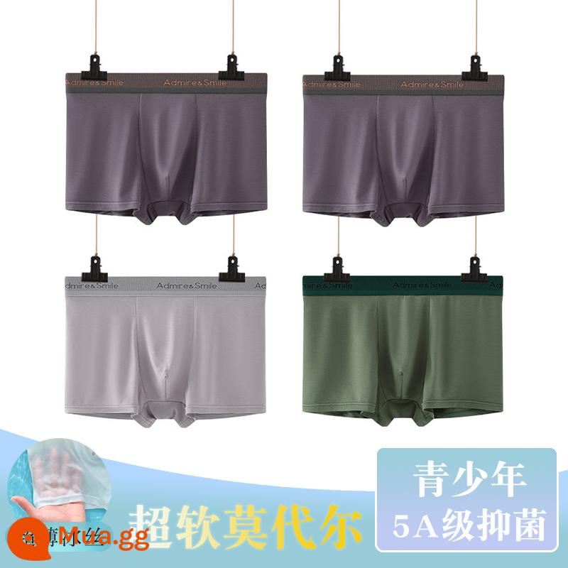 Thiếu niên trung và lớn trẻ em quần lót boxer quần lót trẻ em cậu bé mập cộng mỡ cộng cotton nguyên chất lụa băng phương thức - 4901 kết hợp C (4 dải kháng khuẩn modal)